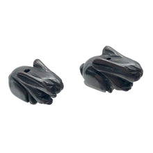 Load image into Gallery viewer, Hoppity 2 Hand Carved Hematite Bunny Rabbit Beads | 21x11.5x9mm | Graphite