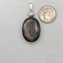 Load image into Gallery viewer, Hypersthene Sterling Silver Pendant |1 3/4 inch long | Silver-black | Oval |