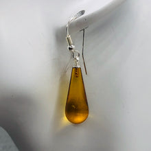 Load image into Gallery viewer, Amber Teardrop Shaped Sterling Silver Earrings | 1 1/2" Long | Orange | 1 Pair |