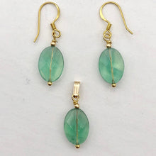 Load image into Gallery viewer, Natural Green Fluorite Pendant and Earrings Set with Gold Findings | 14K gf | - PremiumBead Alternate Image 2