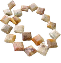 Load image into Gallery viewer, Premium 2 Fossilized Coral 15x15x6mm Diamond Beads 9007