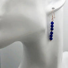 Load image into Gallery viewer, Natural AAA Lapis with 14K Rose Gold Filled Earrings | 1 3/4" Long | Blue |