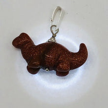 Load image into Gallery viewer, Goldstone Diplodocus Dinosaur Sterling Silver Pendant Necklace| 1 Pendant |