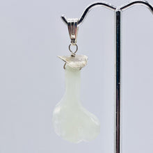 Load image into Gallery viewer, New Jade Serpentine Flower Sterling Silver Pendant | 1 3/4" Long| Pale Green | 1