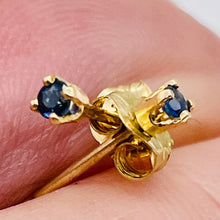 Load image into Gallery viewer, Sapphire 14K Gold 2mm Stud Round Earrings | 2mm | Blue | 1 Pair |