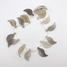 Load image into Gallery viewer, Carved Translucent Grey Agate Leaf Briolette Bead 8" Strand | 8 Beads | 9418HS - PremiumBead Alternate Image 9