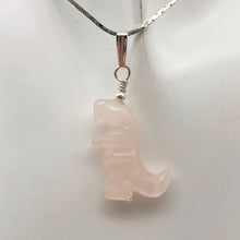 Load image into Gallery viewer, Rose Quartz Tyrannosaurus Rex Dinosaur Pendant Necklace|Sterling Silver Jewelry - PremiumBead Alternate Image 6