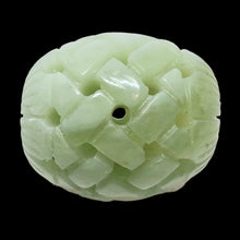 Load image into Gallery viewer, Basket Weave Carved 30x26mm Jade Barrel Bead 10798 | 30x26mm | Green