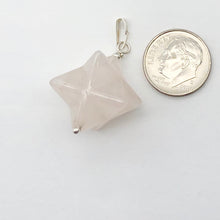 Load image into Gallery viewer, Kabbalah Carved Rose Quartz Merkaba Star w/Sterling Silver Pendant 509288RQS