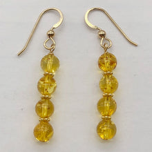 Load image into Gallery viewer, Amber 4 Bead 14K Gold Filled Drop/Dangle Earrings | 2" Long | Yellow | 1 Pair |