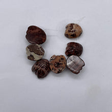 Load image into Gallery viewer, Carved Red Flower Apache Jasper Bug Bead Strand | 18x17x9mm | Pink Red Grey