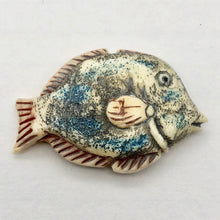Load image into Gallery viewer, Waterbuffalo Bone Tropical Fish | 37x18.5x6mm | Blue/Red/Black | 1 Bead - PremiumBead Alternate Image 6