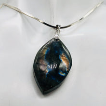 Load image into Gallery viewer, Labradorite Sterling Silver Natural | 1 1/2" Long | Blue Orange | 1 Pendant |