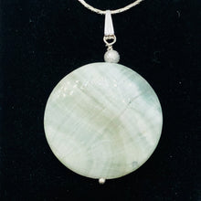 Load image into Gallery viewer, Wavy Hemimorphite Disc Dangle Sterling Silver Pendant| 1 3/4" Long| Aqua/Green |