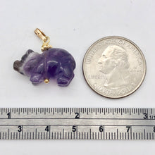 Load image into Gallery viewer, Piggie! Hand Carved Purple Amethyst Pig and 14K Gold Filled Pendant 509274DAMG - PremiumBead Alternate Image 5