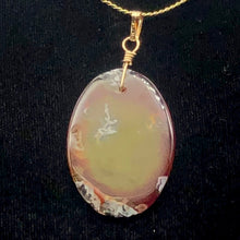 Load image into Gallery viewer, Moss Agate Oval 14K Gold Filled Pendant | 2" Long | Tangerine Yellow | 1 Pendant