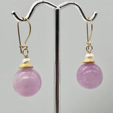 Load image into Gallery viewer, Kunzite and Pearl 14K Gold Filled Drop Earrings | 1" Long | Lavender |