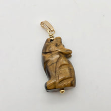 Load image into Gallery viewer, Tiger's Eye Wolf Pendant Necklace | Semi Precious Stone Jewelry | 14k Pendant