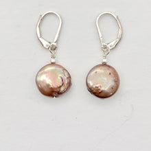 Load image into Gallery viewer, Fresh Water Pearl Sterling Silver Dangle Earrings | 1 1/4" Long | Golden Rose |