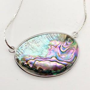 Imitation Mother of Pearl Pendant with 24" Silver Colored Necklace