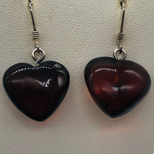 Load image into Gallery viewer, Red Amber Heart Sterling Silver Earrings | 1 1/4" Long | Red | 1 Pair |