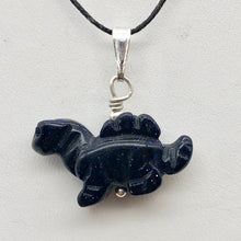Load image into Gallery viewer, Blue Goldstone Dinosaur Pendant Stegosaurus and Silver Pendant 509258BGS | 21x11x8mm (Stegosaurus), 7.0mm (Bail Opening), 7/8" (Long) | Blue - PremiumBead Alternate Image 2