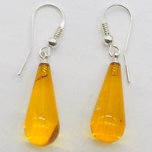 Load image into Gallery viewer, Amber Teardrop Shaped Sterling Silver Earrings | 1 1/2" Long | Orange | 1 Pair |