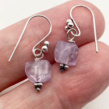 Load image into Gallery viewer, Faceted Cube Lilac Amethyst and Sterling Silver Earrings | 1 Inch Long | - PremiumBead Alternate Image 2