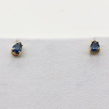 Load image into Gallery viewer, Blue Sapphire 14K Gold Pear shape Earrings | 5x4mm | Blue | Stud | - PremiumBead Alternate Image 6