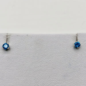 December 3mm Created Blue Zircon & 925 Sterling Silver Stud Earrings 10146L - PremiumBead Alternate Image 3