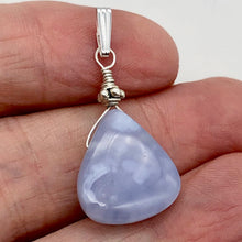 Load image into Gallery viewer, Blue Chalcedony Designer Sterling Silver Pendant | 18x16x6mm | 1 1/2" Long |