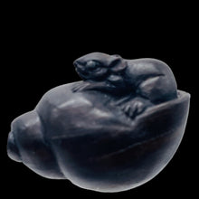 Load image into Gallery viewer, Carved Mouse in Snail Shell Teak Ojime Netsuke Bead | 25x17x14mm | Brown