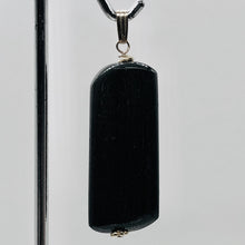 Load image into Gallery viewer, Hypersthene Rectangle Dangle 14K Gold Filled Pendant| 2 1/2" Long| Black/Silver|