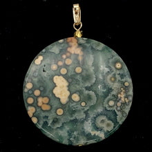 Load image into Gallery viewer, White Green Gold Ocean Jasper & 14K Gold Filled Pendant | 36mm | 2" Long |