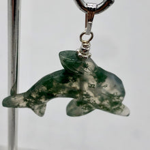 Load image into Gallery viewer, Moss Agate Dolphin Sterling Silver Pendant | 1 1/2" Long | Green | 1 Pendant |