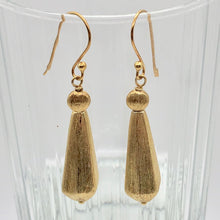 Load image into Gallery viewer, Designer Brushed 22K Vermeil Faceted 29x9mm Teardrop Earrings 309816A - PremiumBead Primary Image 1