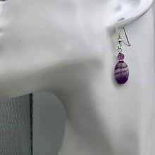 Load image into Gallery viewer, Enchanting Fluorite 15x10mm Bead Dangle Silver Earrings! | 1 3/8" Long |