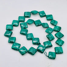 Load image into Gallery viewer, Superb Malachite Diagonal 14x12x4mm Square Bead Strand 110252