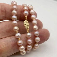 Load image into Gallery viewer, Freshwater Round Pearl Knotted 14K Gold Filled Necklace | 19 Inch | Pink |