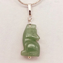 Load image into Gallery viewer, Howling Aventurine Wolf Solid Sterling Silver Pendant | 1.44" (Long) - PremiumBead Primary Image 1
