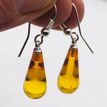 Load image into Gallery viewer, Amber Teardrop Shaped Sterling Silver Earrings | 1 1/2" Long | Orange | 1 Pair |