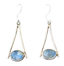 Load image into Gallery viewer, Rainbow Moonstone Spectrolite & 925 Sterling Silver Drop/Dangle Earrings 6254D