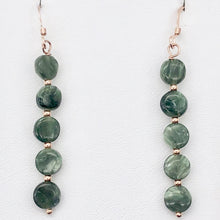 Load image into Gallery viewer, Siberia Russian Seraphinite Dangling Coin Bead Earrings |Rose Gold | 2" Long |