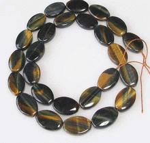 Load image into Gallery viewer, Midnight Tigereye Flat 15x10mm Oval Bead Strand 110243 - PremiumBead Primary Image 1