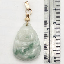 Load image into Gallery viewer, Hand Carved Green/White Jade Buddha Pendant with 14kgf Findings | 1 5/8" Long |