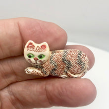 Load image into Gallery viewer, Waterbuffalo Bone Calico Cat | 37x20.5x7.5mm | Cream/Red/Black/Green | 1 Bead | - PremiumBead Alternate Image 6