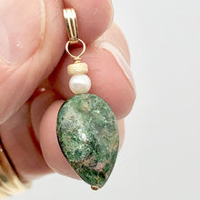 Load image into Gallery viewer, Rare Ruby Fuchsite and Pearl 14K Gold Filled Pendant | 18x12x5mm | 1 1/4" Long |
