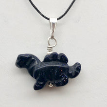 Load image into Gallery viewer, Blue Goldstone Dinosaur Pendant Stegosaurus and Silver Pendant 509258BGS | 21x11x8mm (Stegosaurus), 7.0mm (Bail Opening), 7/8" (Long) | Blue - PremiumBead Primary Image 1