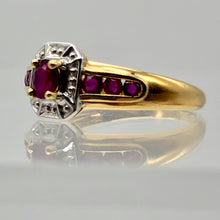 Load image into Gallery viewer, Seven Stone Natural Red Ruby in Solid 14Kt Yellow Gold Ring Size 6.5