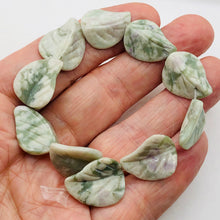 Load image into Gallery viewer, Hand Carved Harmony Stone Leaf Bead Strand 110165